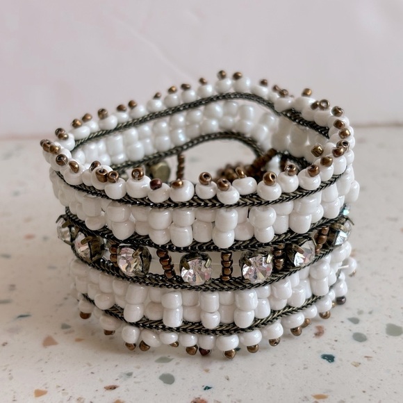 Boho Western Beaded Crystal Cuff Bracelet - Picture 11 of 14